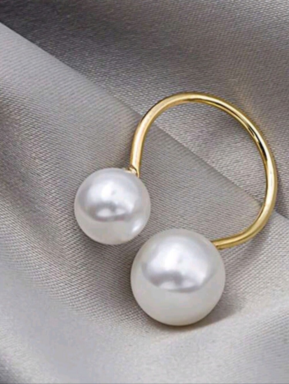 🎈4-$10🎈Elegant White Faux Pearl Open Adjustable Ring New! - Picture 2 of 2